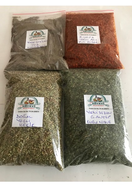Yöreselmutfağım 4lü Baharat Seti 100 Gram (Kurutulmuş Nane Doğal Kekik Yağlı Acı Pul Biber Öğütülmüş Karabiber) fırsatları