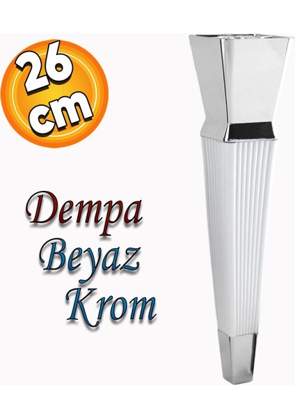 Dempa Lüks Mobilya Oturma Grubu Kanepe Sehpa Tv Ünitesi Koltuk Ayağı Baza Ayakları Beyaz Krom 26 cm