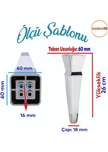 Dempa Lüks Mobilya Oturma Grubu Kanepe Sehpa Tv Ünitesi Koltuk Ayağı Baza Ayakları Beyaz Krom 26 cm fiyatları