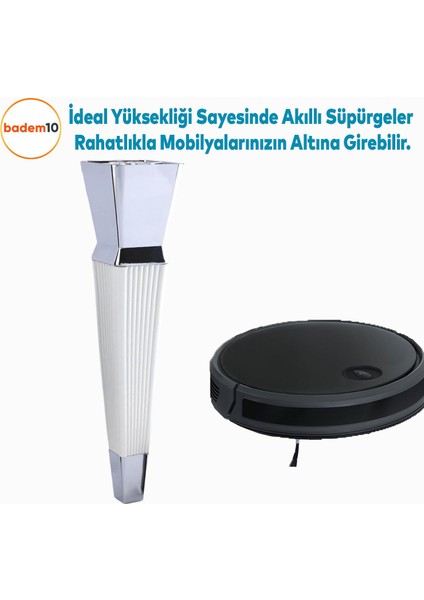 Dempa Lüks Mobilya Oturma Grubu Kanepe Sehpa Tv Ünitesi Koltuk Ayağı Baza Ayakları Beyaz Krom 26 cm indirimleri