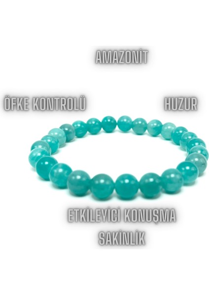 Sertifikalı Premium Kalite Amazonit 8mm Elastik Misinalı Doğal Taş Bileklik