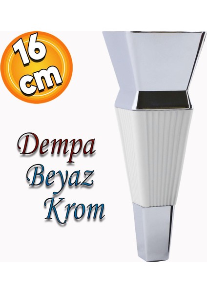 Dempa Lüks Mobilya Oturma Grubu Kanepe Sehpa Tv Ünitesi Koltuk Ayağı Baza Ayakları Beyaz Krom 16 cm