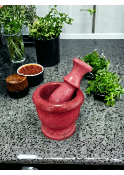 Urestone Home Mermer Havan-Mermer Kırmızı Havan-Pinterest Baharat Öğütücü -Havan-Sarımsak Ezici