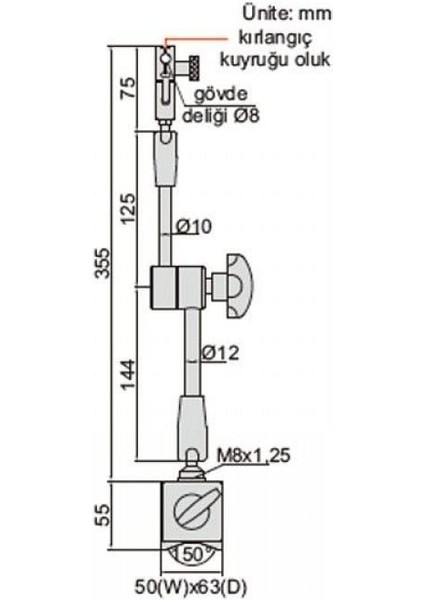 6208-80A Üniversal Manyetik Ayak - Ekonomik Model (80KGF)