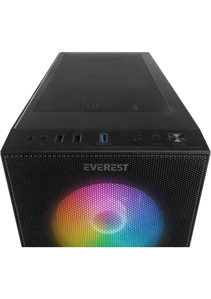 Faced V5 600 W 4X12 cm Rgb Fan Atx Temper Camlı Mid Tower Oyuncu Kasası Siyah