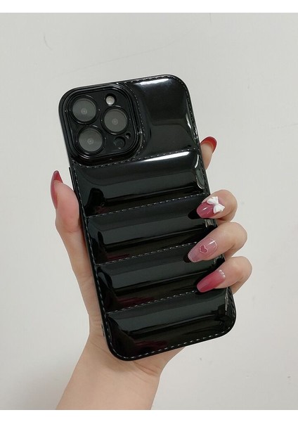 Apple Iphone 14 Pro Max Uyumlu Puffer Silikon Kılıf Kamera Koruma Lens Koruma Parlak Telefon Kılıfı