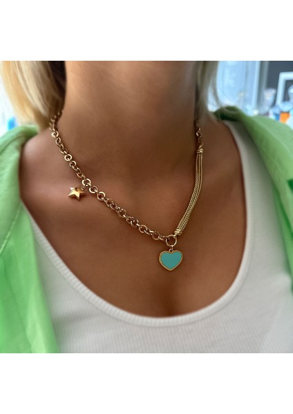 14K Altın Cetaş Eterna Heart&star Kolye