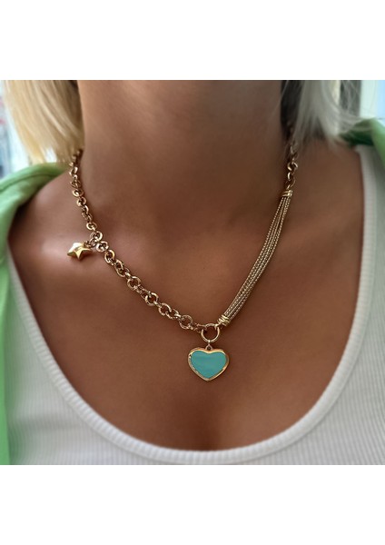 14K Altın Cetaş Eterna Heart&star Kolye
