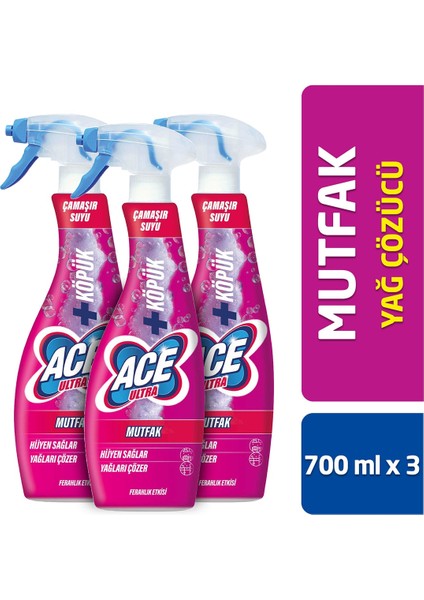 Ultra Çamaşır Suyu Köpük Mutfak Ferahlık Etkisi 700ML X3