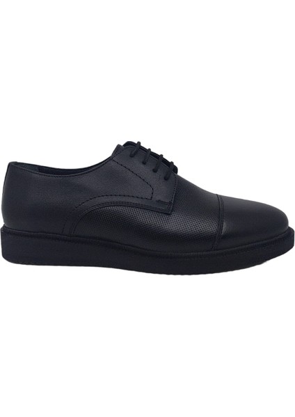 211 Erkek Siyah Bağcıklı Deri Klasik Hafif Ayakkabı