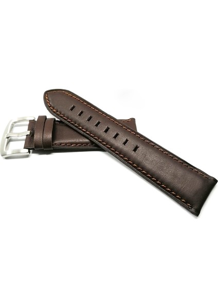 Düz Hakiki Kahverengi 22 mm Saat Kordonu 4 /1
