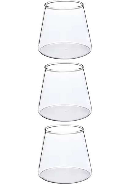 Piramit Cam Kahve,Latte,Meşrubat Bardağı, Tatlı Sunum Kasesi 300 ml Üçlü-2838