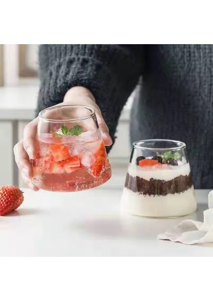 Piramit Cam Kahve,Latte,Meşrubat Bardağı, Tatlı Sunum Kasesi 300 ml Üçlü-2838
