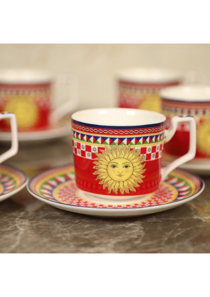 Güneş Motifli Sunshine 6'lı Kahve Fincan Takımı