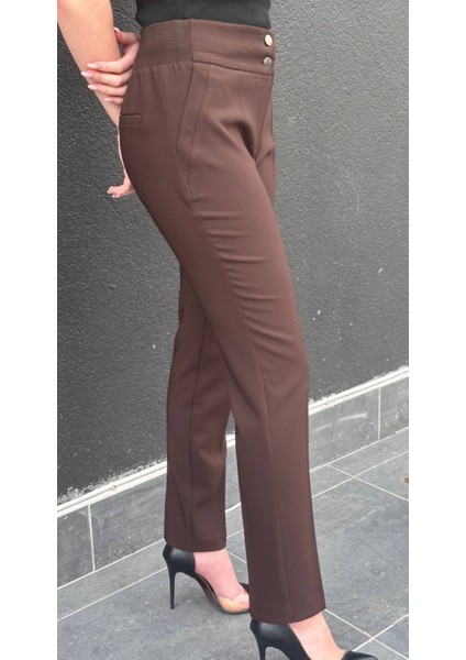 Yan Geniş Lastik Detaylı Pantolon