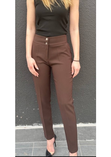 Yan Geniş Lastik Detaylı Pantolon