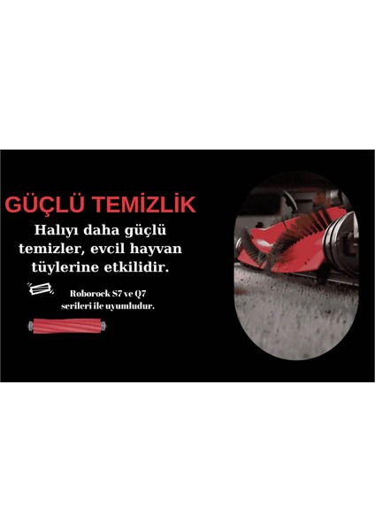 Roborock Q7 Max Q7 Max Plus Uyumlu Kıl Saçlı 1 Adet Ana Fırça -Yeni Tasarım