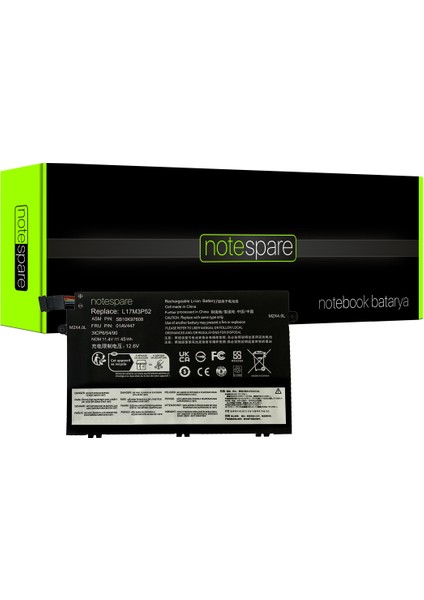 Lenovo ile Uyumlu Thinkpad E15 20RD004JTX, E15 20RD004MTX, E15 20RD0061TX Notebook Batarya Pil