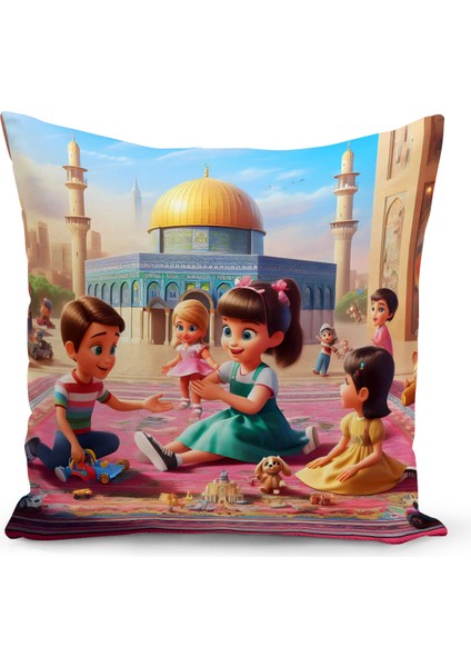 Ramazan Serisi Çift Tarafı Dijital Baskılı Kırlent Kılıfı (Ramadan Cushion Cover)