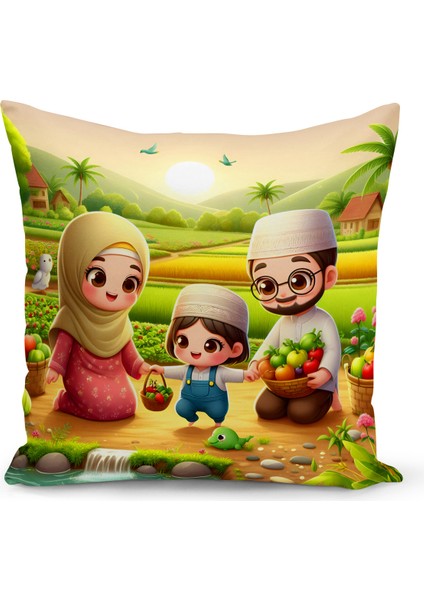 Ramazan Serisi Çift Tarafı Dijital Baskılı Kırlent Kılıfı (Ramadan Cushion Cover)
