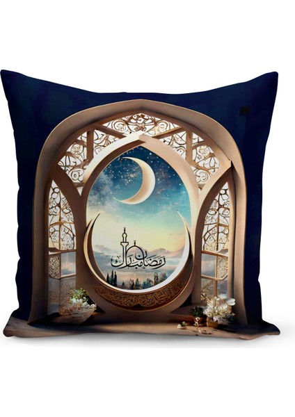 Ramazan Serisi Çift Tarafı Dijital Baskılı Kırlent Kılıfı (Ramadan Cushion Cover)