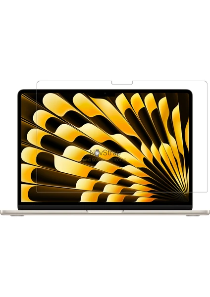 Novstrap Apple Macbook Air M3 Çip 2024 13.6 Inç A3113 ile Uyumlu Ekran Koruyucu Parlak Nano Film