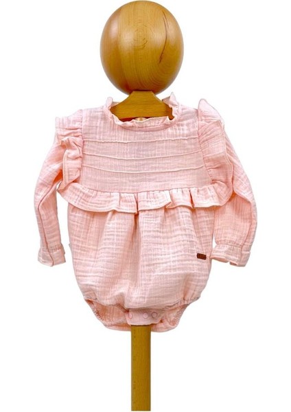Kız Bebek Müslin Tulum Müslin Body Pembe