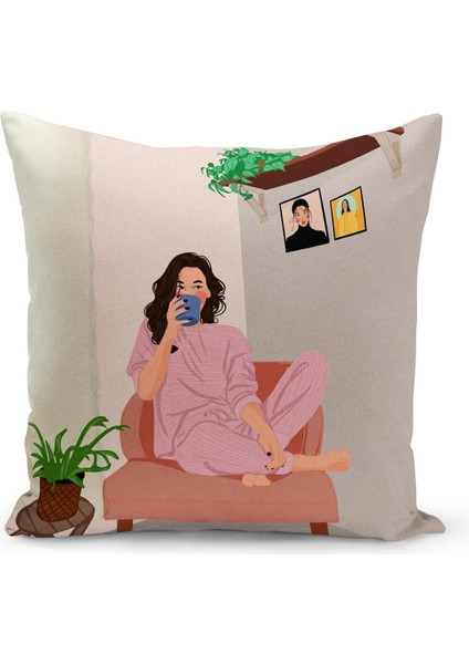 Bohem Serisi Çift Tarafı Dijital Baskılı Kırlent Kılıfı (Bohem Cushion Cover)
