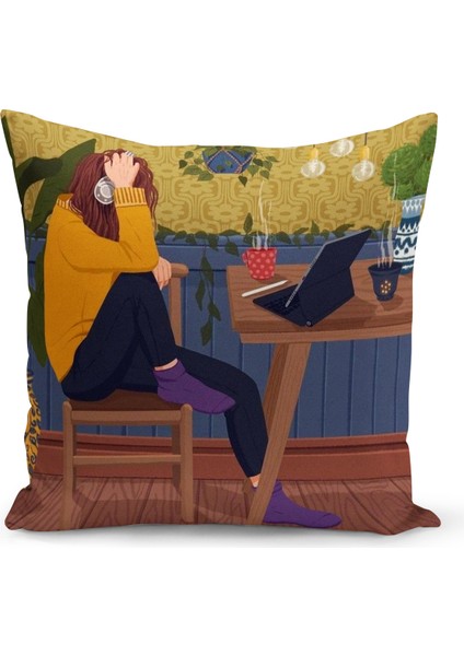 Bohem Serisi Çift Tarafı Dijital Baskılı Kırlent Kılıfı (Bohem Cushion Cover)