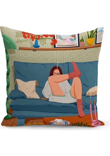 Bohem Serisi Çift Tarafı Dijital Baskılı Kırlent Kılıfı (Bohem Cushion Cover)