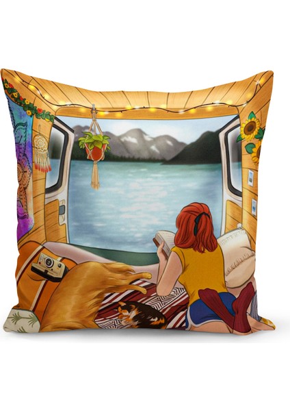 Bohem Serisi Çift Tarafı Dijital Baskılı Kırlent Kılıfı (Bohem Cushion Cover)