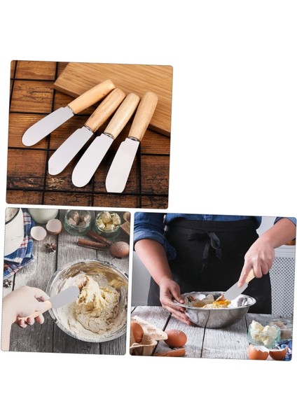 Tereyağı Reçel Spatulası 6 Adet Ahşap Çelik