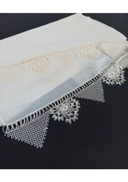 El Işi Iğne Oyası Mevlüt Başörtüsü 140 * 70 cm Boyutunda - Krem Enginar Göbek Model fiyatları