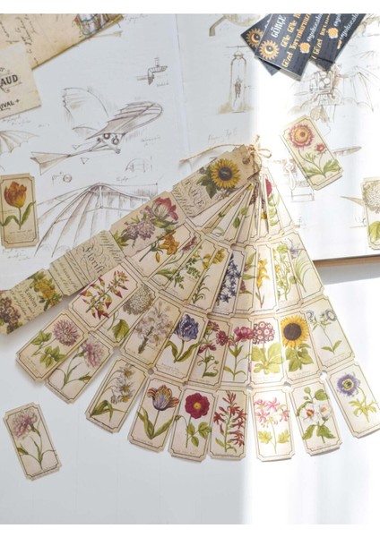 Florist Retro Şerit Sticker Kitap Vintage Bilet Çıkartma Scrapbook & Bullet Journal