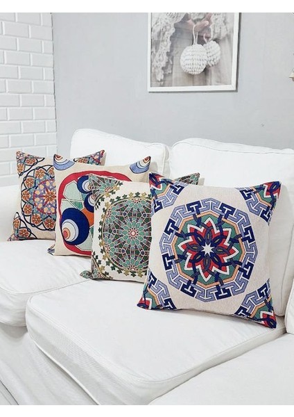 Goblen Dokuma Kırlent Kılıfı 4'lü Karışık Kombin Set