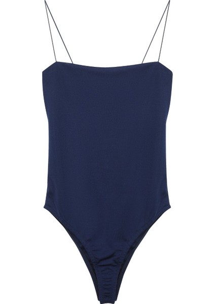 Ince Askılı Bodysuit Lacivert