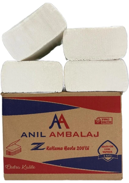 Anıl Ambalaj Plus Z Katlama Kağıt Havlu Dispanser Peçete 200'lü 1200 Adet 1750 gr