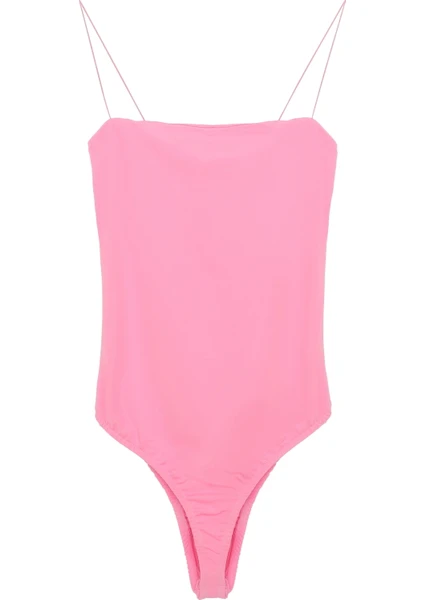 Ince Askılı Bodysuit Pembe