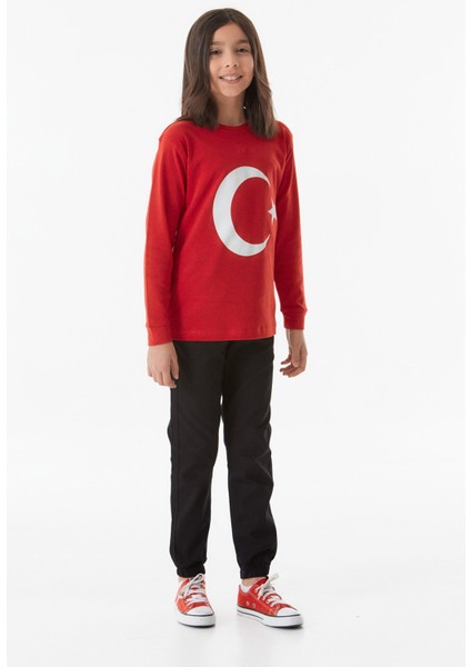 Türk Bayrağı Baskılı Çocuk Sweatshirt