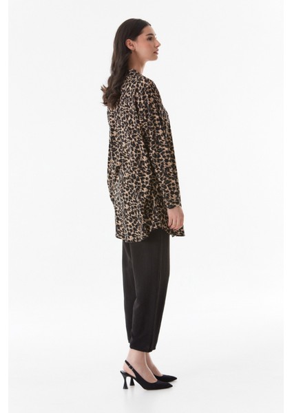 Fullamodest Leopar Desenli Büyük Beden Palazzo Takım modelleri