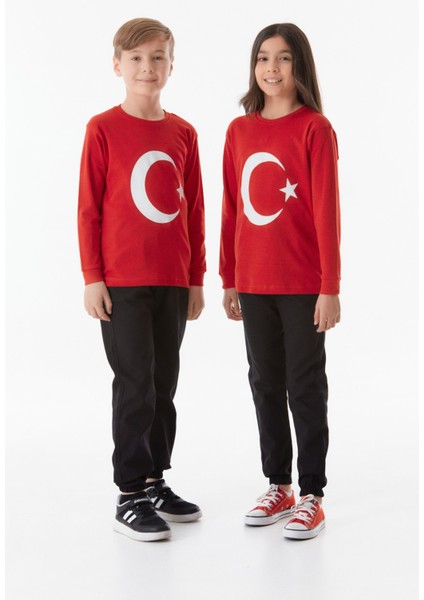 Türk Bayrağı Baskılı Çocuk Sweatshirt