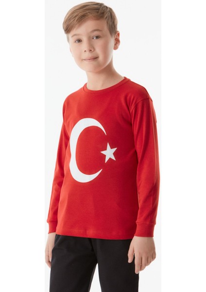 Türk Bayrağı Baskılı Çocuk Sweatshirt