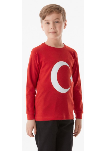 Türk Bayrağı Baskılı Çocuk Sweatshirt