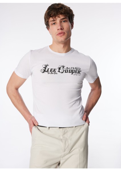 Bisiklet Yaka Beyaz Erkek T-Shirt 232 Lcm 242041 Nero Beyaz