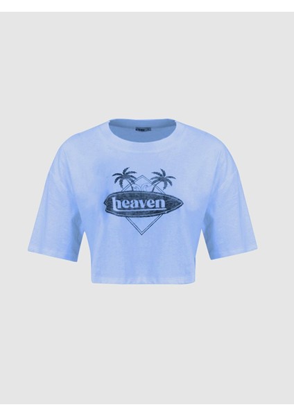 LOPEZE Logolu Kadın Crop Kısa Kol T-shırt 1224800226089
