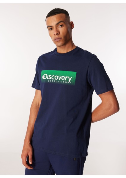 Discovery Expedition Lacivert Erkek Bisiklet Yaka Relaxed Baskılı T-Shirt D4SM-TST3274