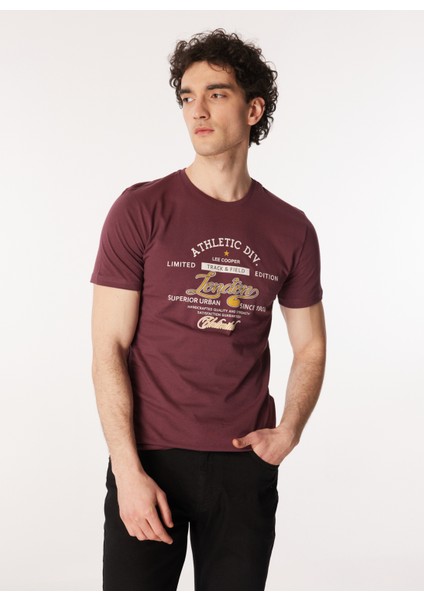 Bisiklet Yaka Mürdüm Erkek T-Shirt 232 Lcm 242024 Dıvıded Mürdüm