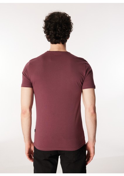 Bisiklet Yaka Mürdüm Erkek T-Shirt 232 Lcm 242024 Dıvıded Mürdüm