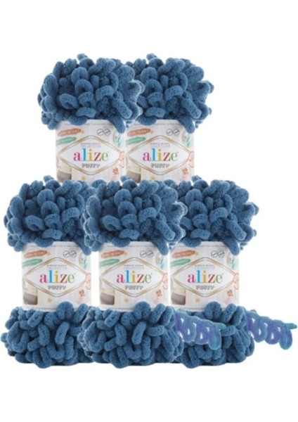 Puffy El Örgü Ipliği 5'li Paket - 637 Havacı 100 Gr. 9 Mt. Parmak Ipi