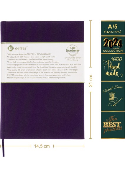 Piyano Nota Defteri (Sol Sol Fa Anahtarlı) - Planner El Dikişi, Özel Tasarım (A/5)